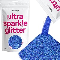 Hemway Premium Ultra Sparkle Glitter Multi Purpose Metallic Flake for Nail Art, Cosmetic Graded, Makeup, Festival, Party, Hair, Body and Eyes 100g / 3.5oz - Sapphire Blue