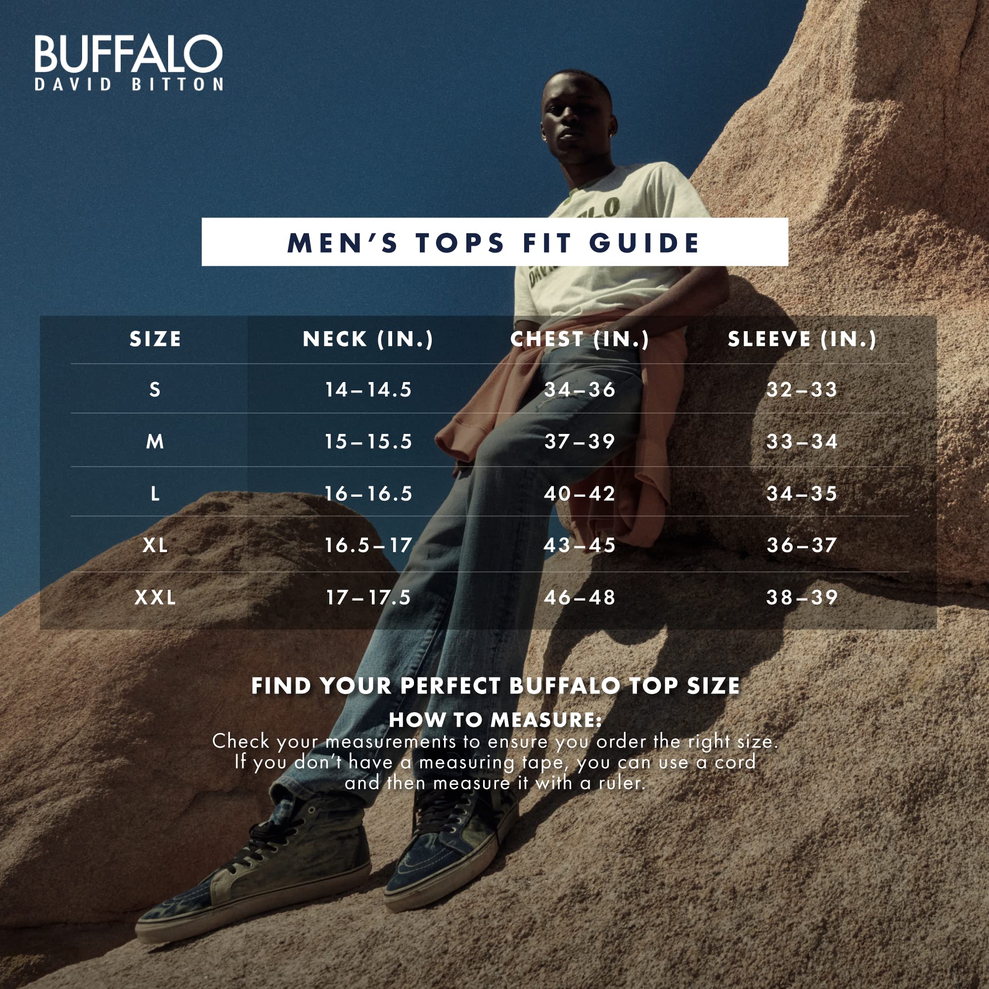 Buffalo David Bitton Men's Super Soft Essential Basic Tee, Black S23
