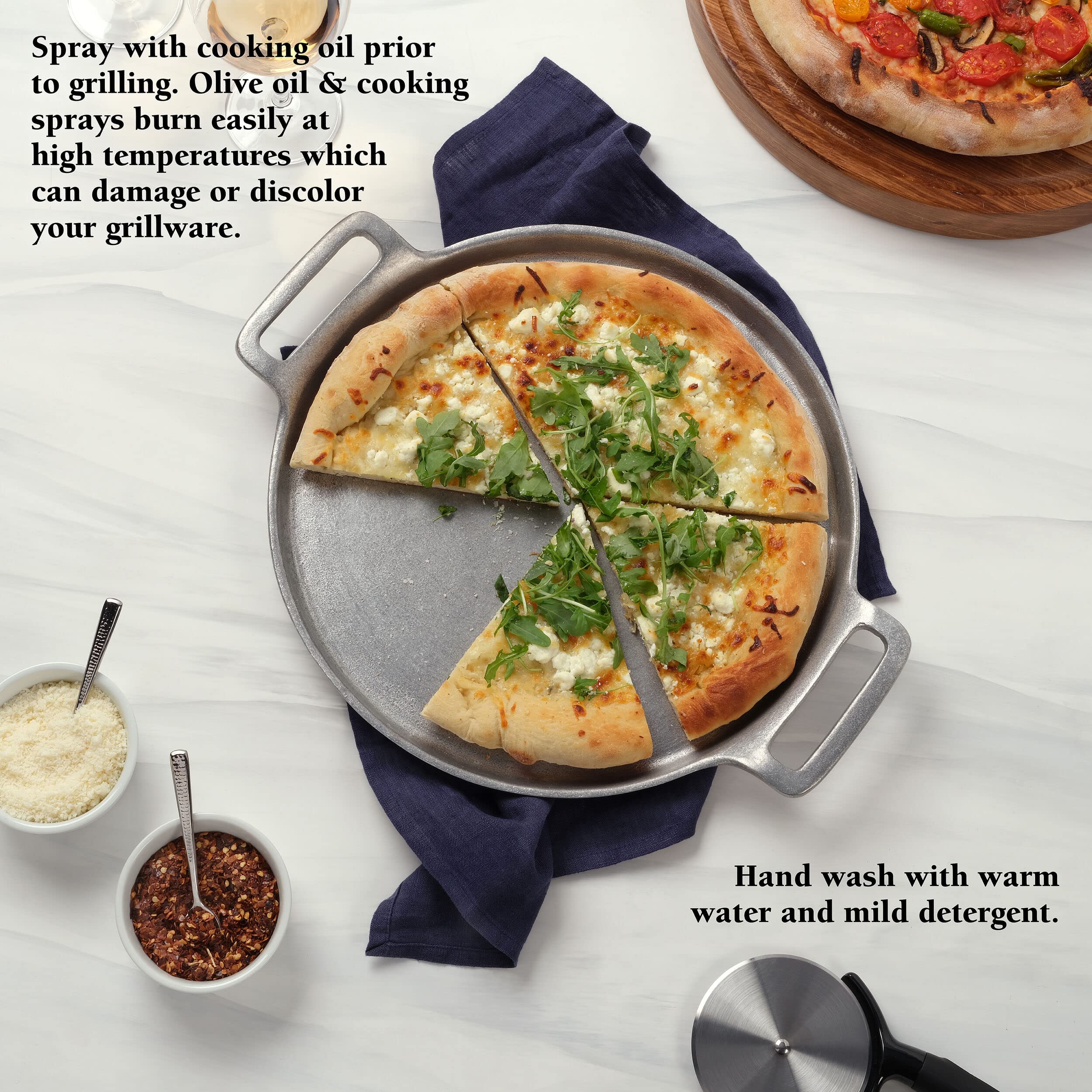 Wilton Armetale Gourmet Grillware Handled Pizza Griller,Gray