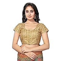 Readymade Embellished Sequin Work Saree Blouse Gold-04-M-40