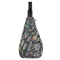 Sakroots On The Go Large Sling Backpack in Eco-Twill, Convertible Crossbody Bag, Black Spirit Desert