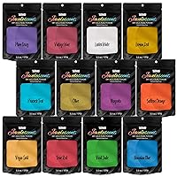 U.S. Art Supply Jewelescent 12 Color Mica Pearl Powder Pigment Set Kit, 3.5 oz (100g) Sealed Pouches - Cosmetic Grade, Metallic Color Dye - Paint, Epoxy, Resin, Soap, Slime Making, Makeup, Art
