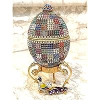 ONE OF A KIND Majestic Peacock Gift Unique Peacock Faberge egg Trinket box Musical Faberge Style Eggs Pure Gold decor Symbolic Wedding Gift Bridal Shower present 30th Anniversary Birthday gift for her