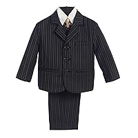 5 Piece Black with Gold Pin-Striped Suit with Gold Tie