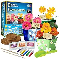 NATIONAL GEOGRAPHIC Flower Growing Kit for Kids - Decorate 3 Pots with Paint and Stickers, Kids Gardening Set, Arts and Crafts for Kids Ages 8-12, Garden Kit for Kids, Birthday Gifts, Medium