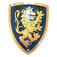 Liontouch Noble Knight Shield, Blue/Large | Medieval Pretend Play Foam Toy for Children with Golden Lion Theme | Safe Weapons & Battle Armor for Dress Up & Costumes