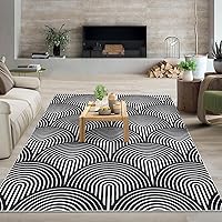 GlowSol Artistic Washable Rugs 9x12 Area Rug for Living Room Large Area Rug Black Rug for Bedroom Modern Rug Non Slip Carpet Country Farmhouse Throw Rugs Stain Resistant Office Rug 9'x12' Black