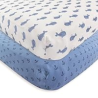 Hudson Baby Unisex Baby Cotton Fitted Crib Sheet, Whale, One Size
