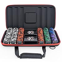 Poker Chips Set with Case - 300 Clay Poker Chips - 2 Card Decks, Dealer Button & Case, Casino Quality Poker Game Numbered Chips for Texas Holdem