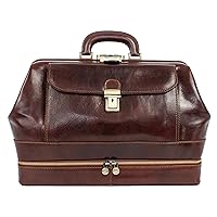 Time Resistance Leather Doctor Bag - Italian Handmade Medical Bag - Vintage Style Handbag - Real Leather Briefcase