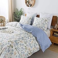 HoneiLife King Size Duvet Cover - 3pcs Cotton Comforter Cover, Soft & Breathable Floral Bedding Duvet Cover Sets with Zipper Closure & Corner Ties, Wildflower Comforter Cover Sets All Season Use