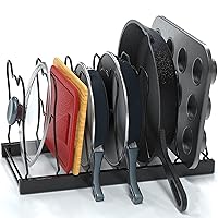 Simple Houseware 7 Compartments Height Adjustable Pan Organizer, Black
