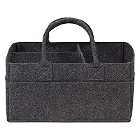 Sammy & Lou Collapsible Charcoal Gray Felt Storage Caddy, Divided Design To Keep Diapers, Wipes And Changing Items Organized, Two Handles, 12 in x 6 in x 8 in