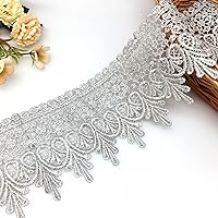 FQTANJU 5 Yard Floral Lace Edge Trim 9cm Wide Ribbon Edging Trimmings Wedding Dress Embellishment Gift Party Decoration Applique DIY Sewing Crafts (Gray)