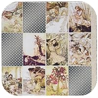 3dRose CST_79378_1 Vintage Alice in Wonderland Art Collage-Soft Coasters, Set of 4
