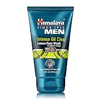 Himalaya Men's Intense Oil Clear Lemon Face Wash, Deep Cleaning Daily Facial Cleanser, Non-Drying, For Normal to Oily Skin, 3.38 oz