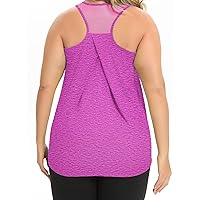 Women's Plus Size Workout Tank Tops Racerback Loose Fit Sport Athletic Tops Yoga Running Summer Shirts, Aa-purple, 4XL Plus