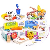 Learning Materials Language Builder 4 Box Set of 3D- 2D Noun Flash Cards and Realistic Toy Figures Vocabulary Autism Learning Products for ABA Therapy and Speech Articulation