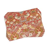 Pimpernel Morris & Co Strawberry Thief Red Collection Placemats | Set of 4 | Heat Resistant Mats | Cork-Backed Board | Hard Placemat Set for Dining Table | Measures 15.7” x 11.7”