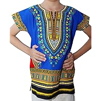 RaanPahMuang Unisex Bright Africa Classic Childrens Dashiki Cotton Shirt Boys Girls