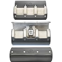 Watch Travel Case for Men - Mirage Watch Roll Storage and Display - Slate Grey/Ivory White Interior