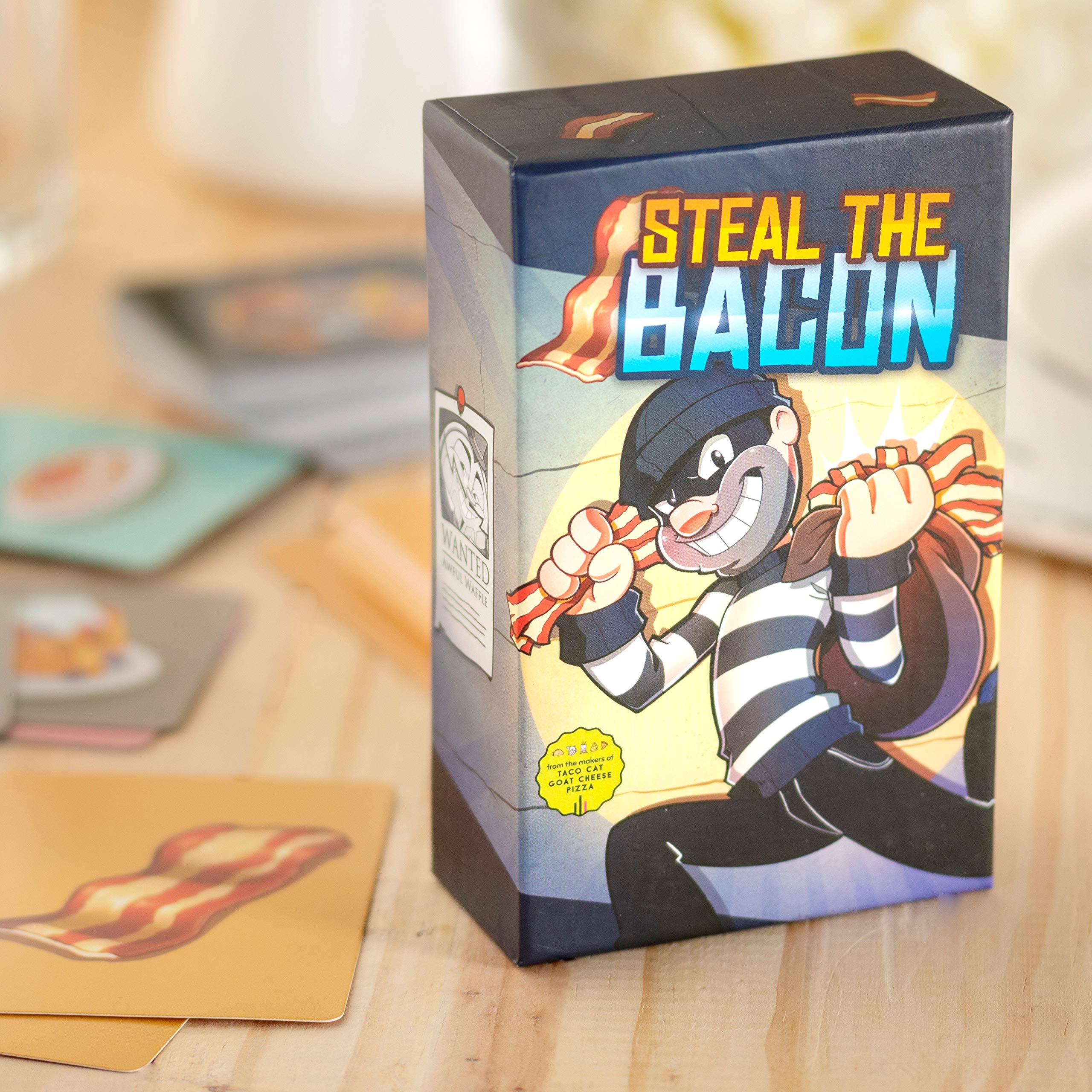 Steal The Bacon by The Creators of Taco Cat Goat Cheese Pizza, Family Party Game, Ages 8+, 1 Minute to Learn, and Ridiculously Fun to Play!
