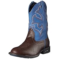 ROPER Kids Boys Lightning Embroidery Round Toe Casual Boots Mid Calf - Blue, Brown
