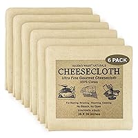 100% Cotton Cheesecloth for Basting Turkey, Canning, Straining, Cheesemaking, Natural Ultra-Fine, 9 sq ft, Pack of 6