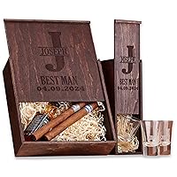 Personalized Wooden Groomsmen Gift Boxes for Presents - Wood Box with Hinged Lid - Custom Cigar Box for Father’s Day Bride Gifts - Best Man Proposal Box for Gifts