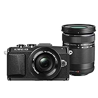 Olympus E-PL7 16MP Mirrorless Digital Camera with 3-Inch LCD with EZ Double Zoom Kit 12-42mm f/3.5-5.6 + 40-150mm f/4-5.6 (Black) - International Version