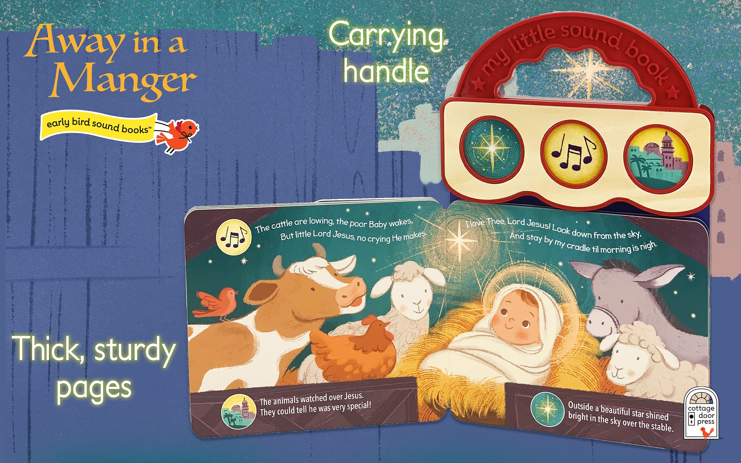 Away In A Manger Christmas Sound Board Book for Babies and Toddlers (3-Button Early Bird Sound Books)