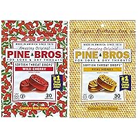 Pine Bros. Bundle-Two Flavors Softish Throat Drops, Natural Honey 30 Ct / Wild Cherry 30 Ct