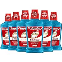 Colgate Total Pro-Shield Alcohol Free Mouthwash, Antibacterial Formula, Peppermint - 500 mL, 16.9 fluid ounce (6 Pack)