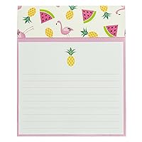 Graphique Summer Pattern Jotter Notepad, Pad of Paper w/ 250 Tearable Ruled Pages and Fun Fruit & Flamingo Design, Great for Kitchen Counters, Nightstands, Desks, and More, 4.5