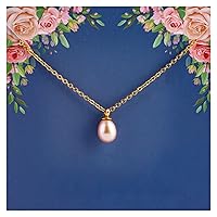 Chuchoter Dainty Pearl Pendant Necklaces for Women Titanium Steel 18K Gold Plated Chain Lasting Shine Natural Freshwater Cultured Pearls Everyday Jewelry for Gifts for wife girlfriend
