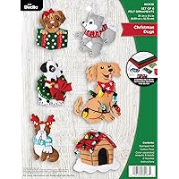 Bucilla, Christmas Dogs, Felt Applique Ornament Kit, Set of 6