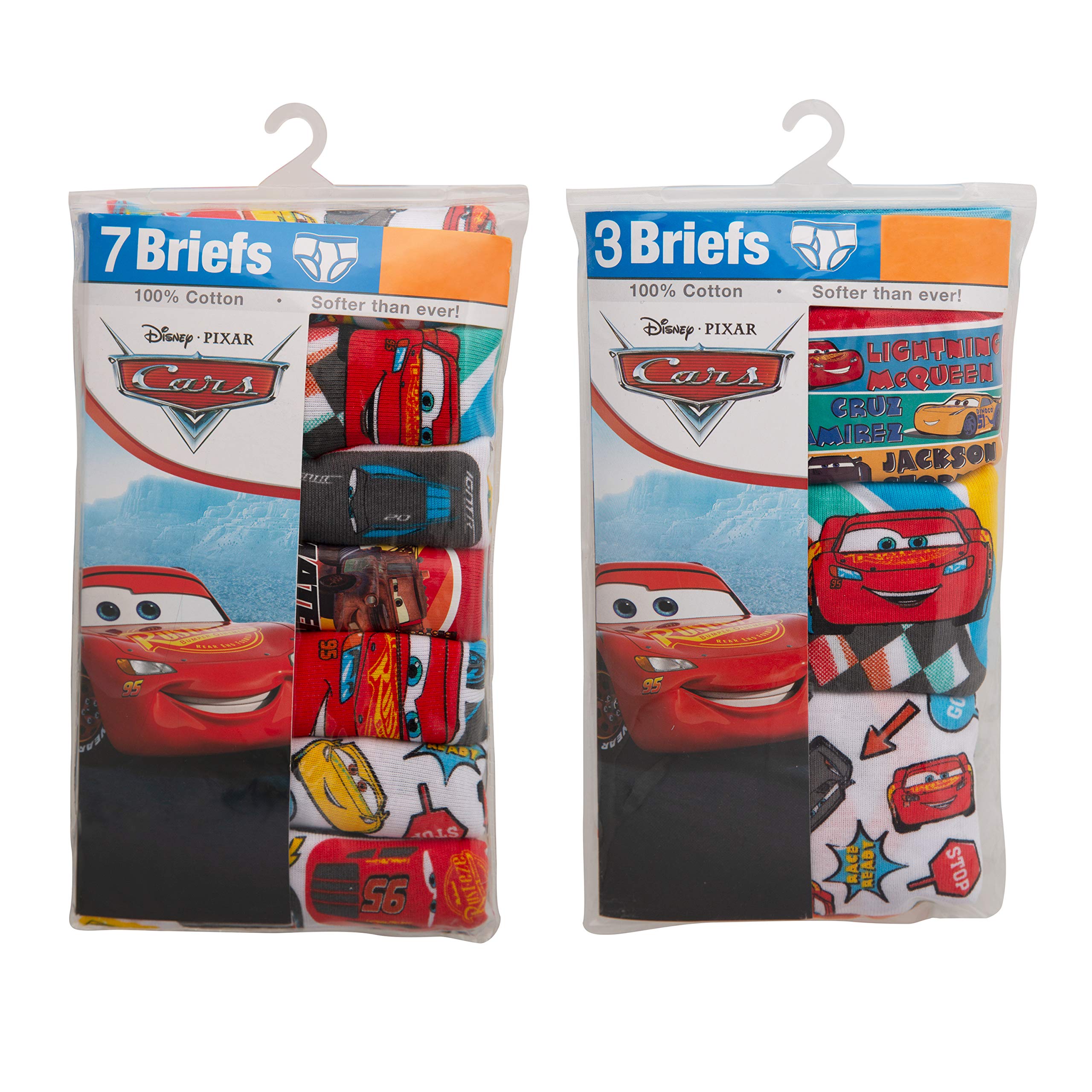 Disney Boys Pixar Cars 100% Combed Cotton Underwear with Lightning McQueen, Mater, Cruz & more Sizes 18M, 2-3T, 4T, 4, 6, 8