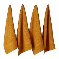 DII Basic Terry Collection Waffle Dishtowel Set, 15x26, Solid Honey Gold, 4 Piece