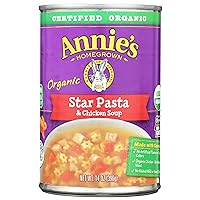 Annie’s Organic Star Pasta and Chicken Canned Soup, Ready To Serve, 14 oz (Pack of 8)