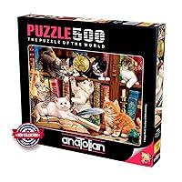 Anatolian Puzzle - Kittens in The Library - 500 Piece Jigsaw Puzzle #3618, Multicolor