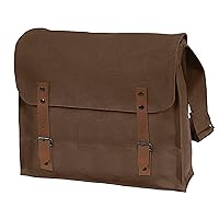 Canvas Medic Bag Crossbody Shoulder Bag with Leather Closing Straps, Brown