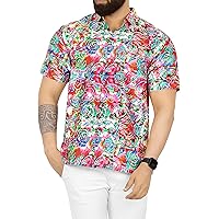LA LEELA Mens Hawaiian Shirts Short Sleeve Button Down Shirt Men's Holiday Shirts Tropical Beach Summer Party Shirts for Men
