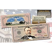 Fifty Dollar $50 U.S. Bill Genuine Legal Tender Currency Colorized 2-Sided