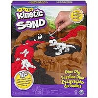 Kinetic Sand, Dino Dig Playset with 10 Hidden Dinosaur Bones, Play Sand Sensory Toys for Kids Aged 6 and Up