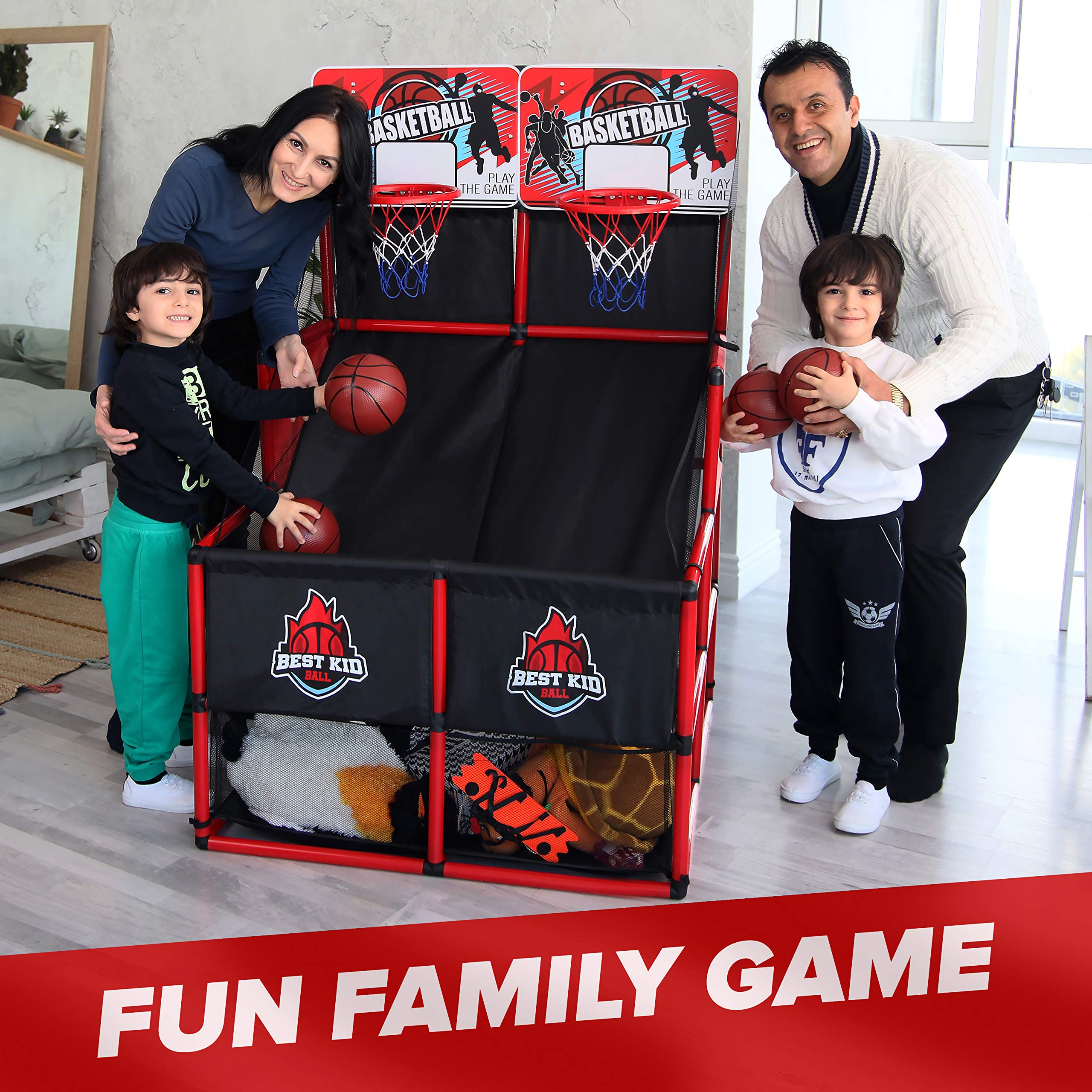 BESTKID BALL Kids Basketball Hoop Arcade Game - Indoor & Outdoor Double Shot System Kids Toy Include 4 Balls & Pump – 3 4 5 6 7 8 9 Years Old Boys, Girls, Children, Toddlers Fun Sports