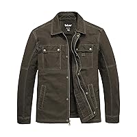 Soularge Men's Big and Tall Fall Military Pure Cotton Utility Jacket Outwear