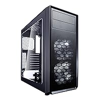 Fractal Design Focus G - Mid Tower Computer Case - ATX - High Airflow - 2X Fractal Design Silent LL Series 120mm White LED Fans Included - USB 3.0 - Window Side Panel - Black