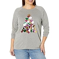 Avenue Plus Size Sweat TOP Sequin, in Grey Marle, Size, 2628