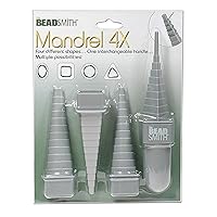 The Beadsmith Mandrel 4X, Wire Wrapping Set, 4 Different Shapes, Oval, Square, Round and Triangle, Plus Interchangeable Handle, Metal Jewelry Forming and Shaping Tool