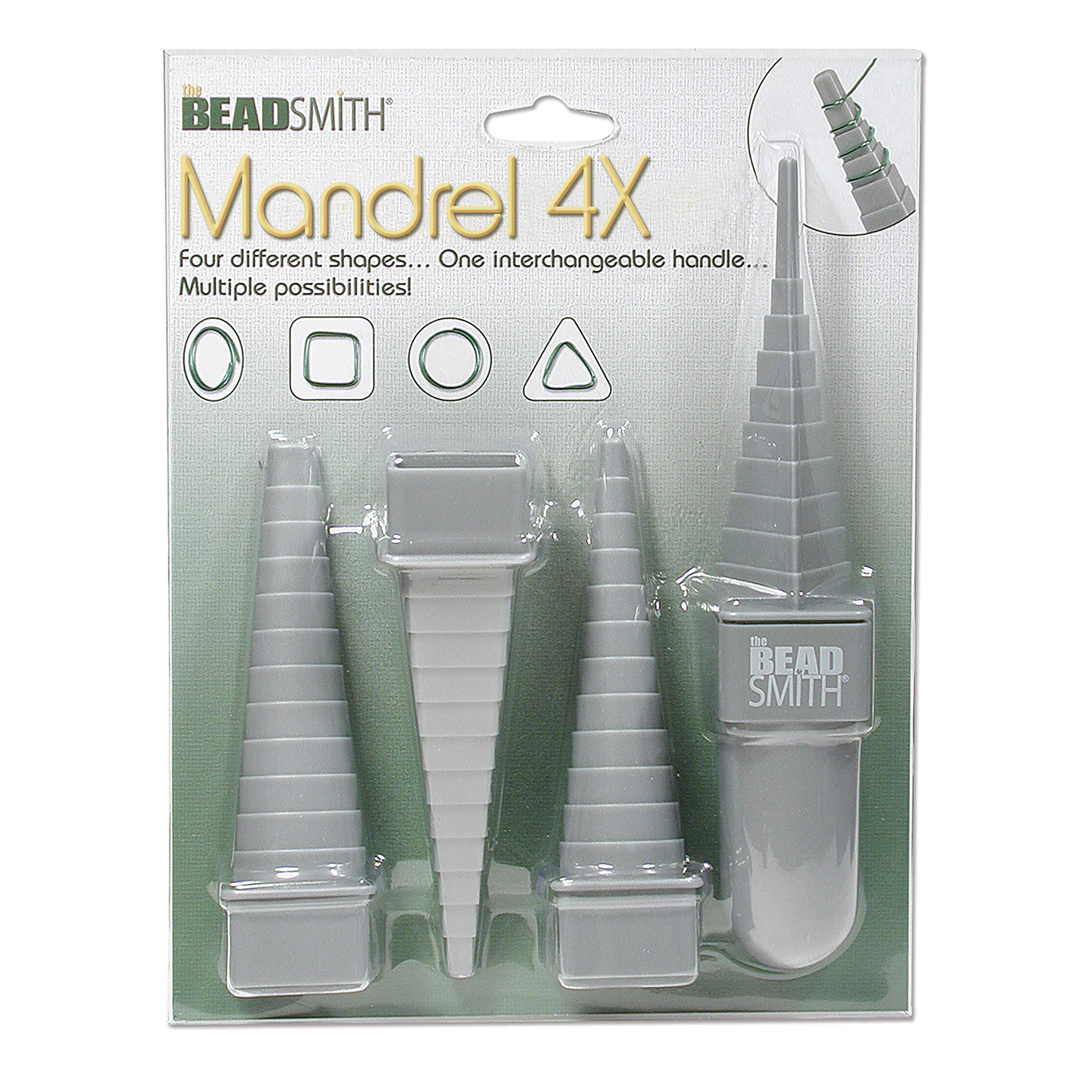 The Beadsmith Mandrel 4X, Wire Wrapping Set, 4 Different Shapes, Oval, Square, Round and Triangle, Plus Interchangeable Handle, Metal Jewelry Forming and Shaping Tool
